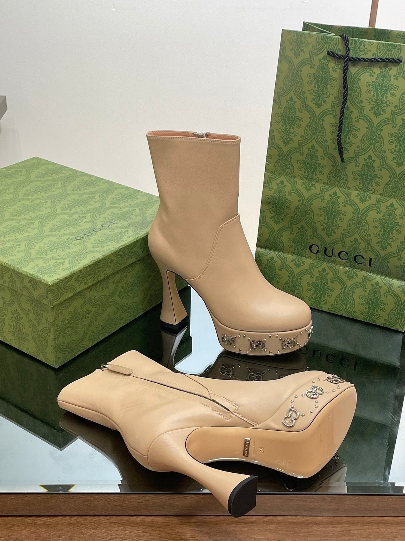 Gucci  Platform Boots With GG Studs