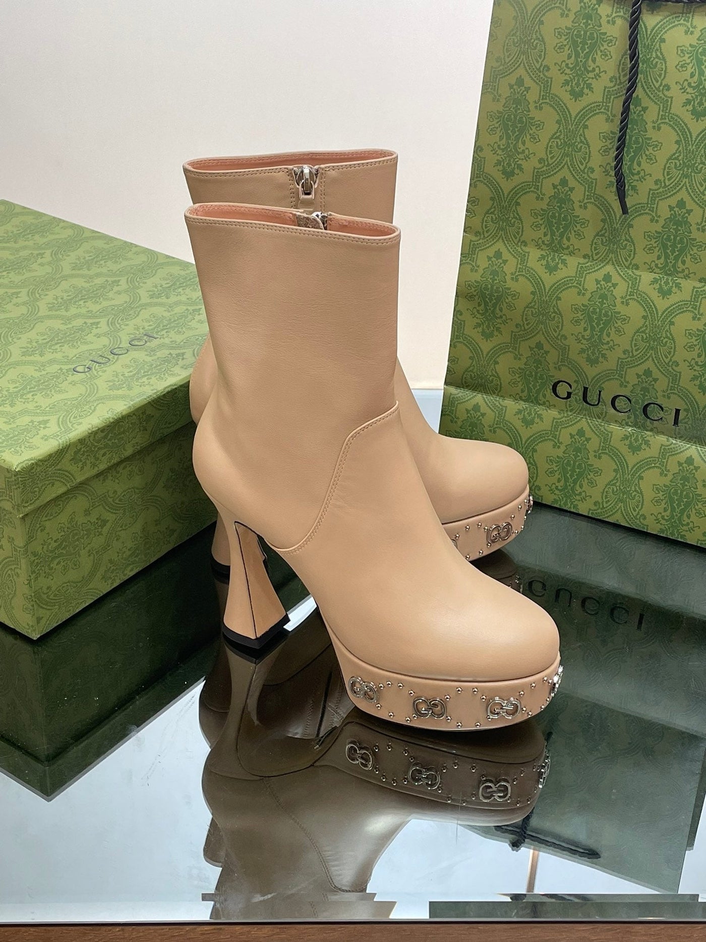 Gucci  Platform Boots With GG Studs