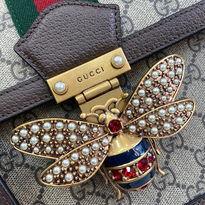 GUCCI GG Supreme Monogram Queen Margaret Top Handle Bag