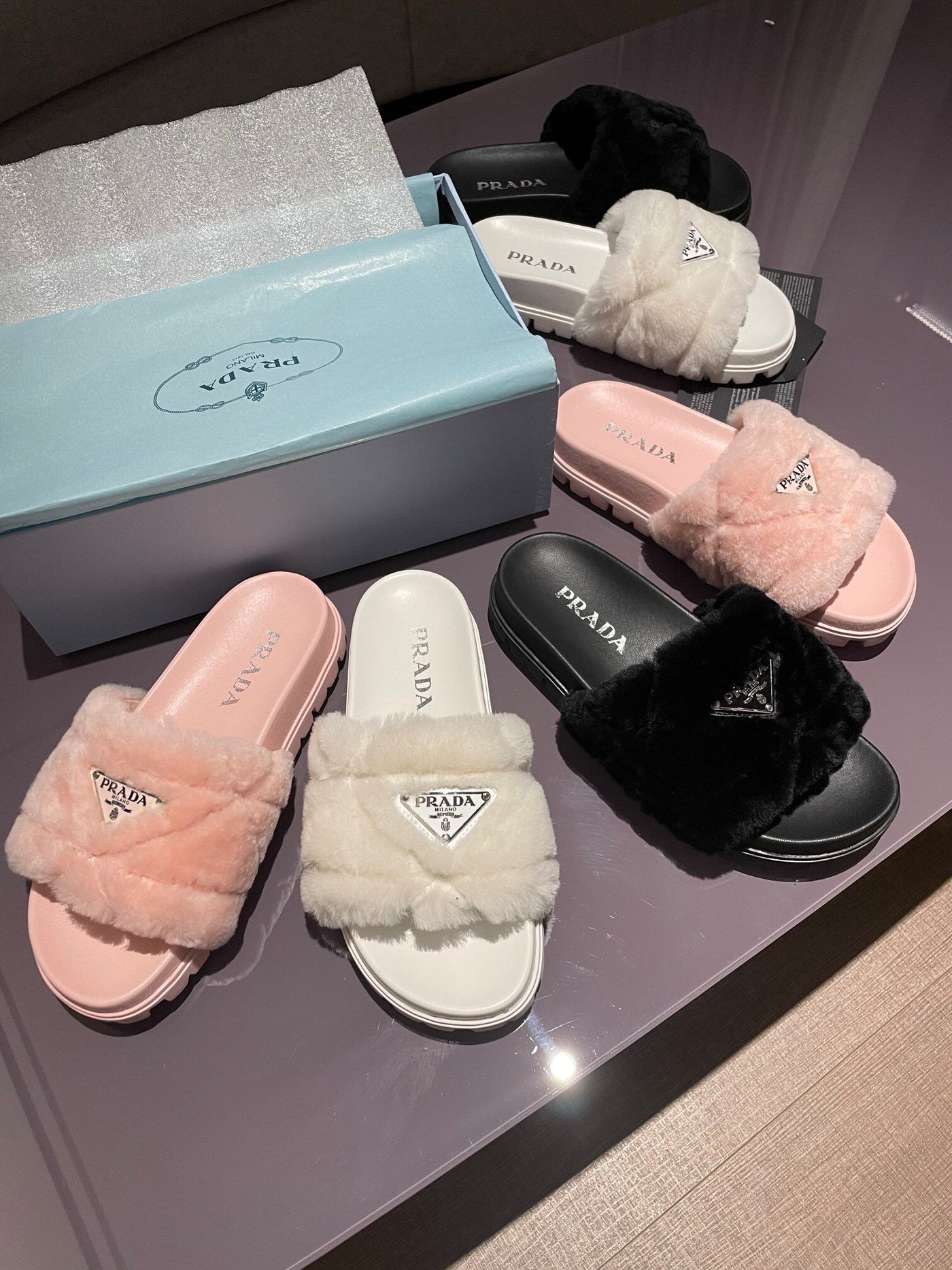 Prada Fur Slides