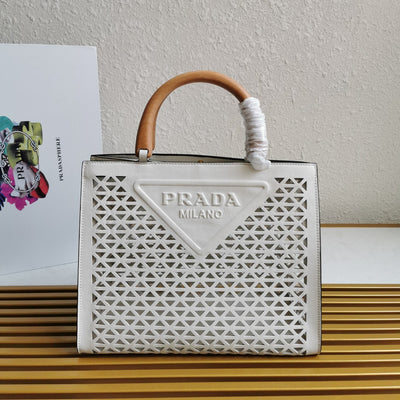 Prada Leather Cut Out Shopping Bag