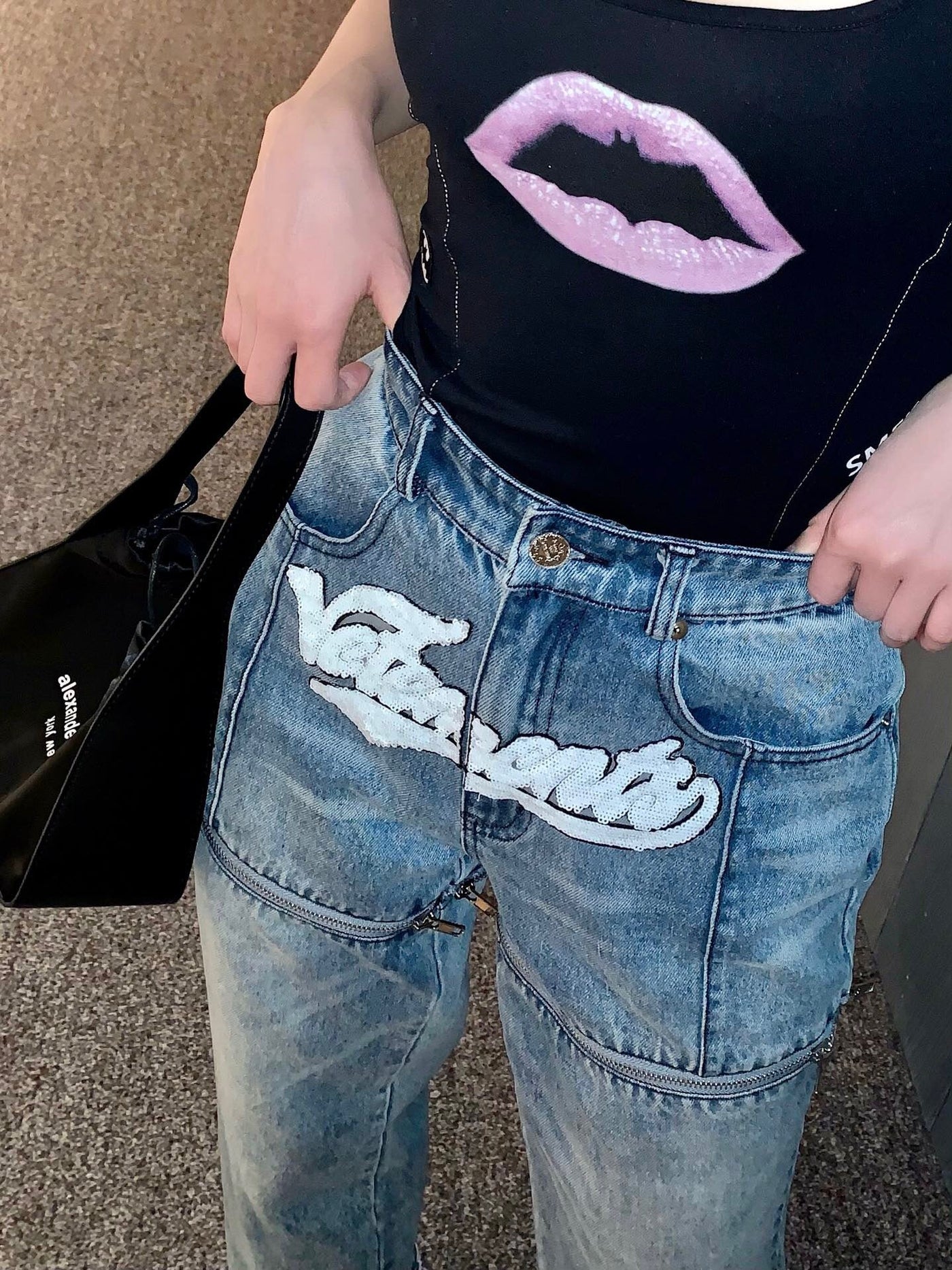 Vetements Cut Out Denim Bottoms