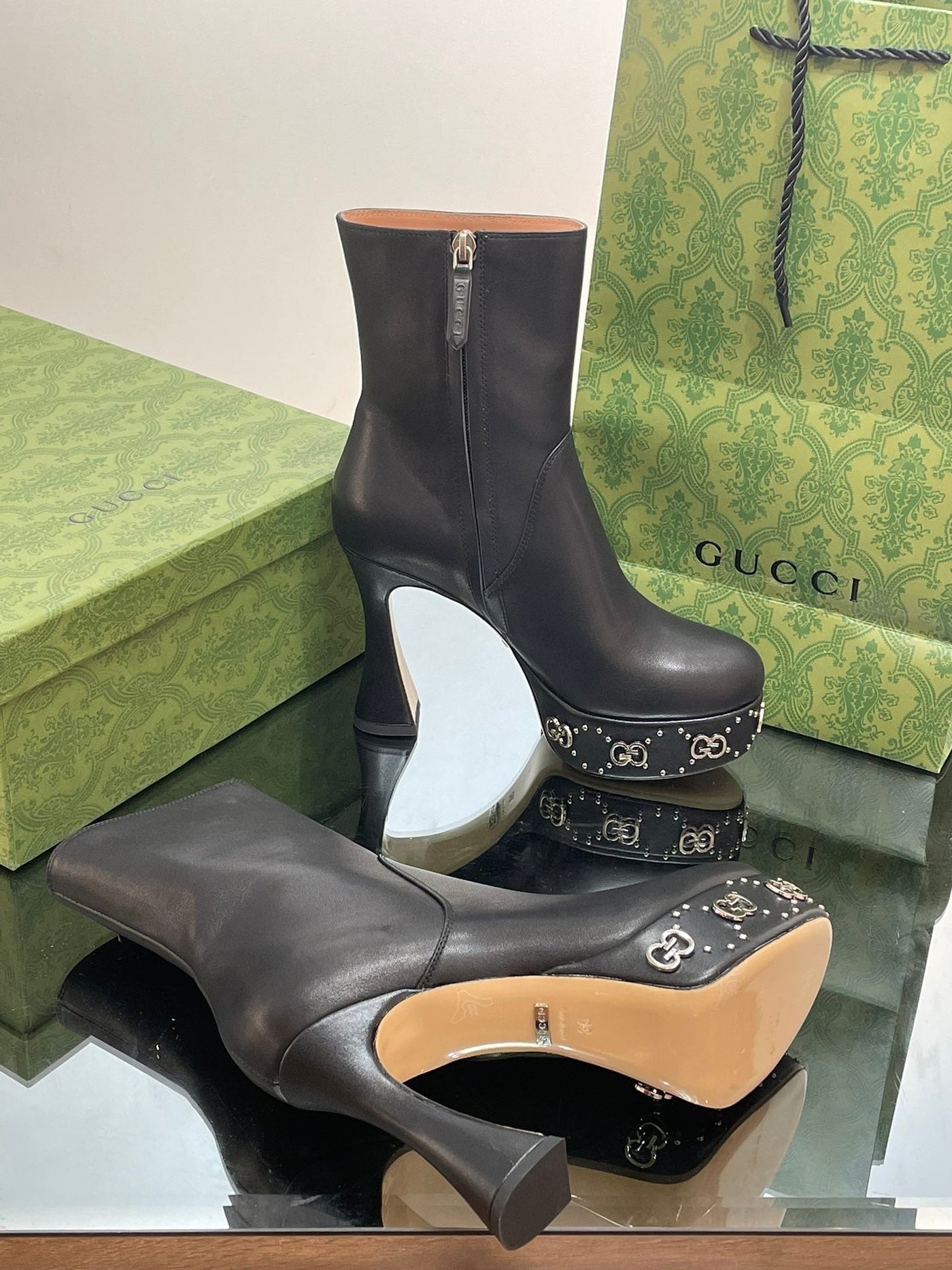 Gucci  Platform Boots With GG Studs