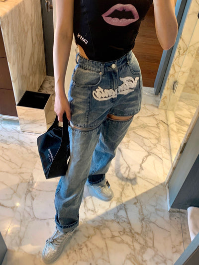 Vetements Cut Out Denim Bottoms