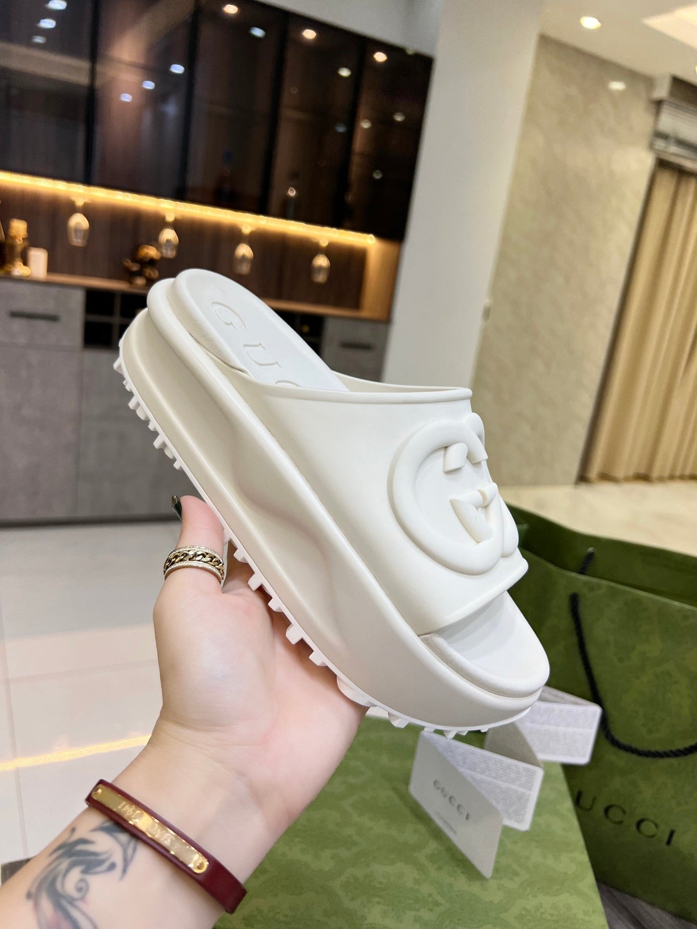 Gucci Off-White Rubber Sandals