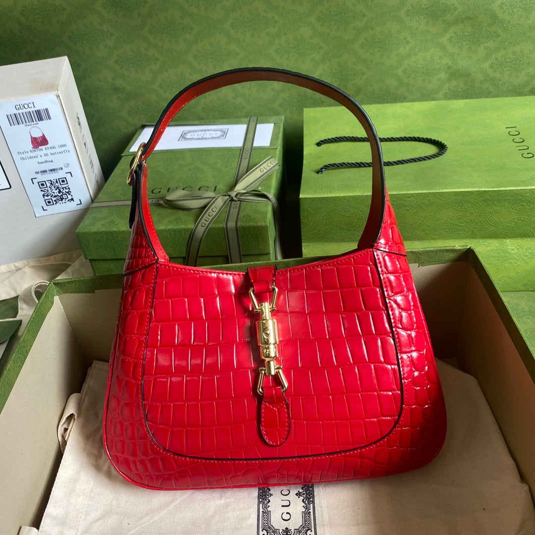 Gucci Jackie Small Crocodile Shoulder Bag