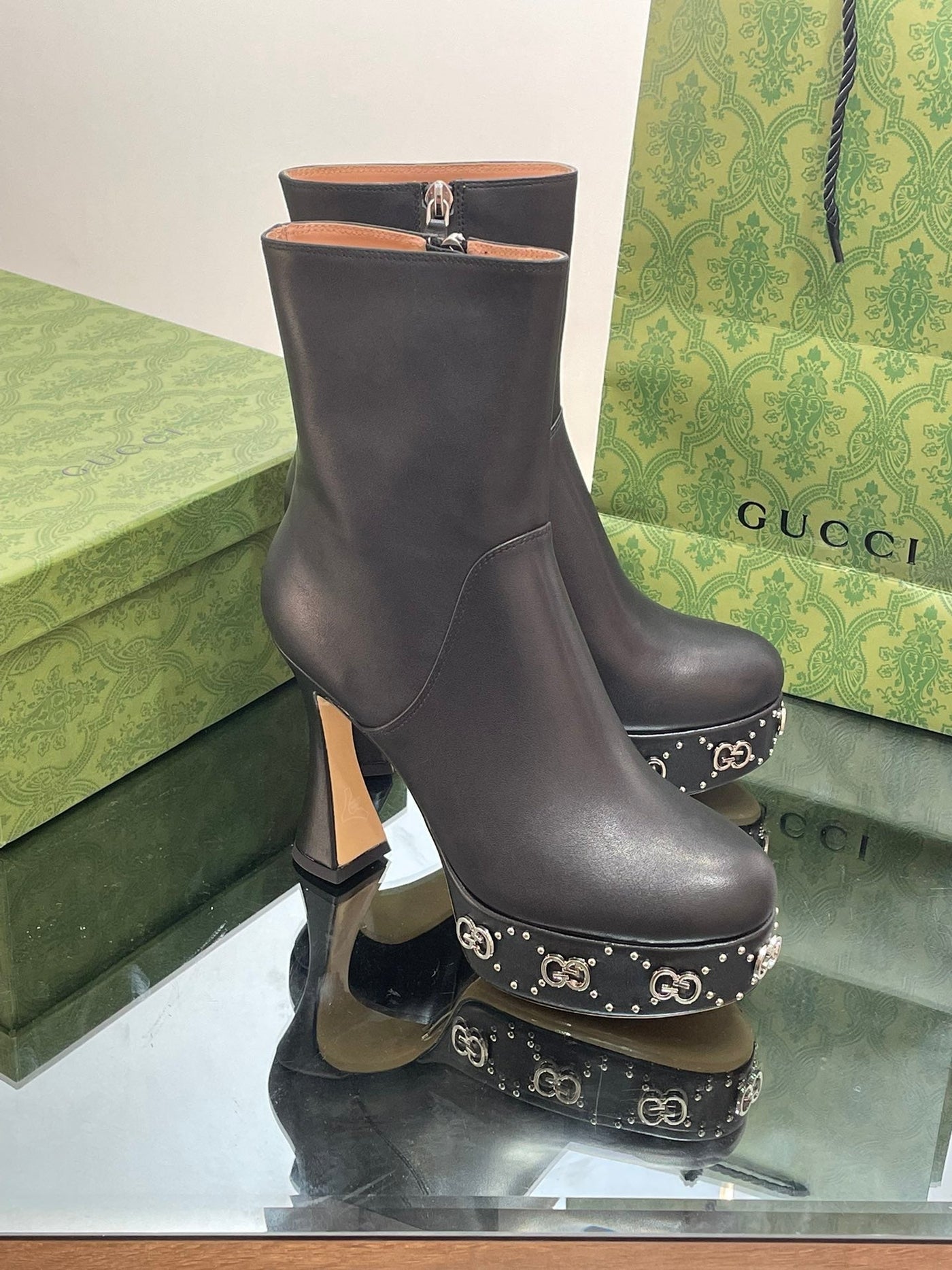 Gucci  Platform Boots With GG Studs