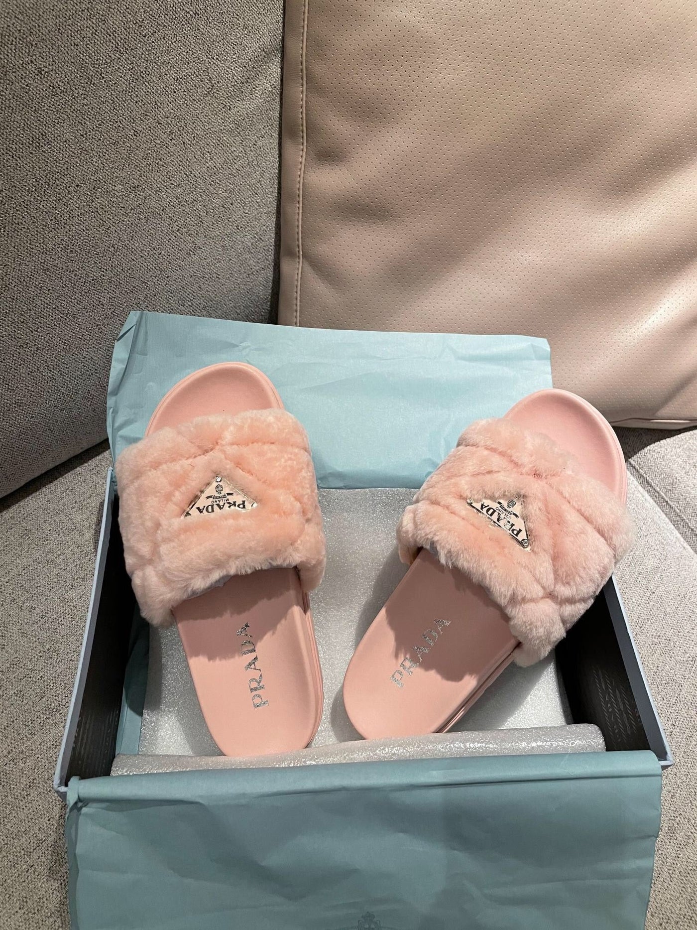 Prada Fur Slides