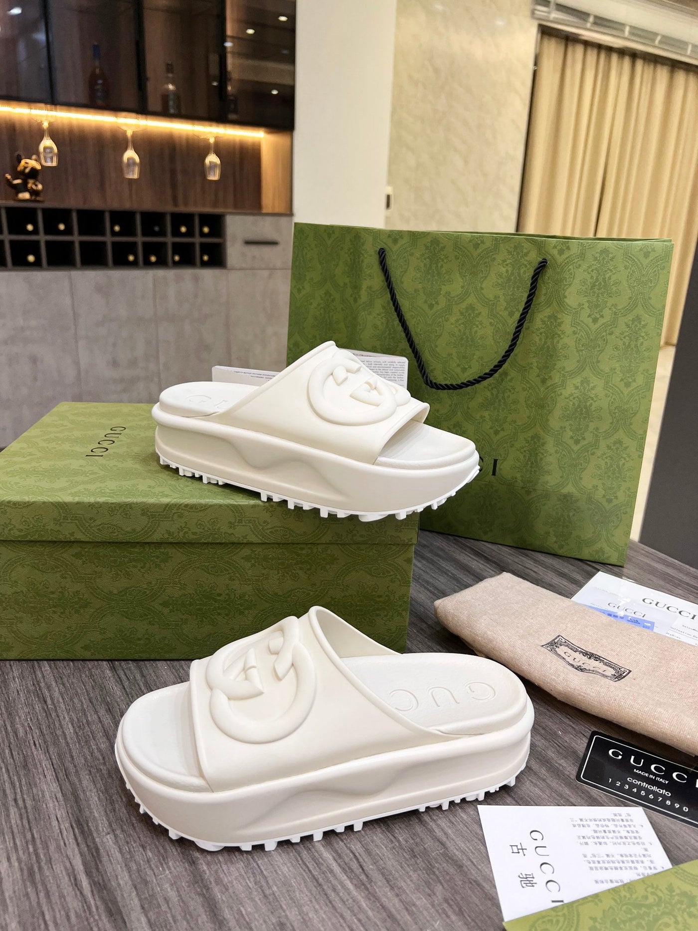 Gucci Off-White Rubber Sandals