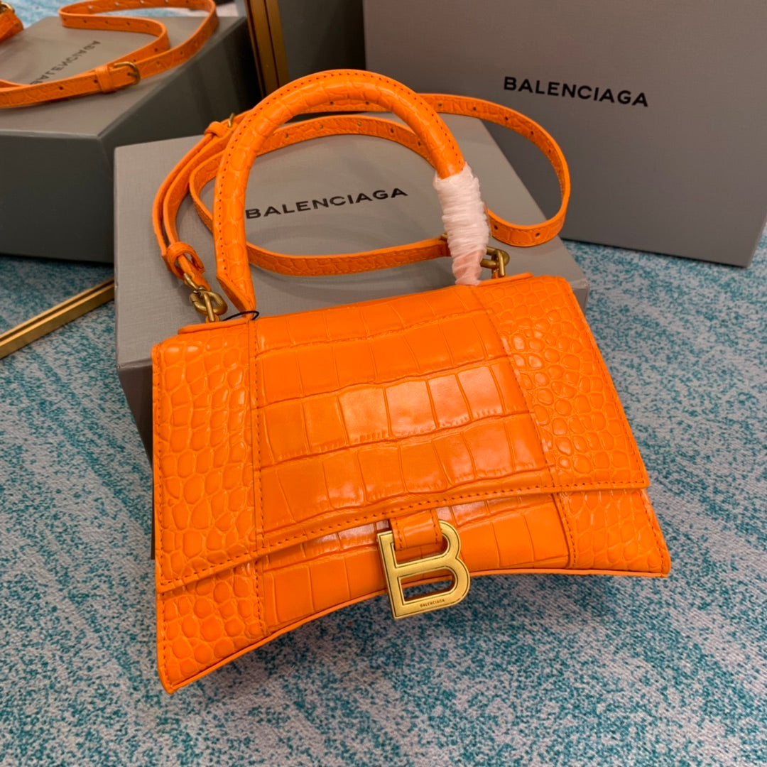 Small Balenciaga Crocodile Hour Glass Bag