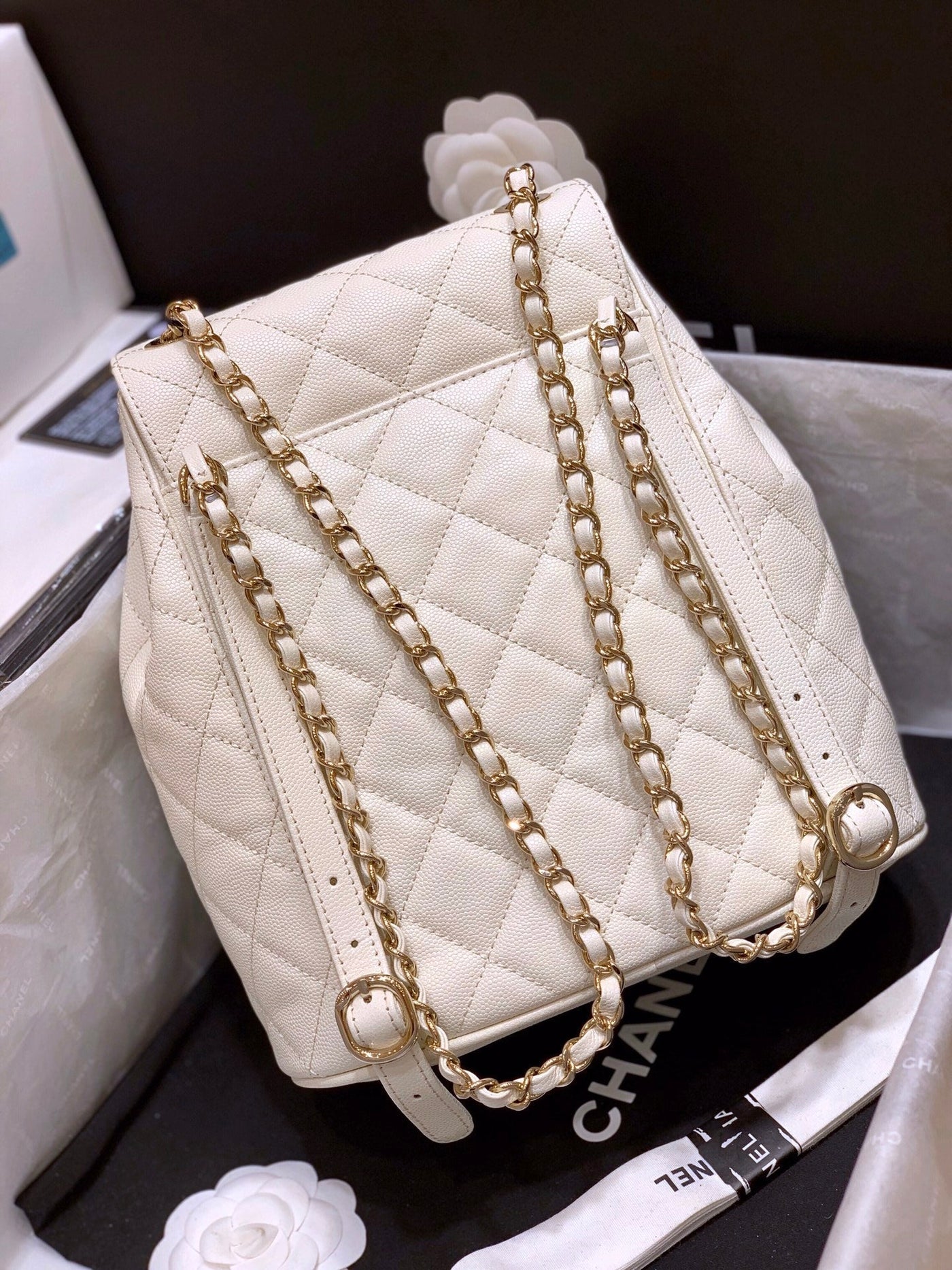 Chanel Grained Calfskin Backpack Bag