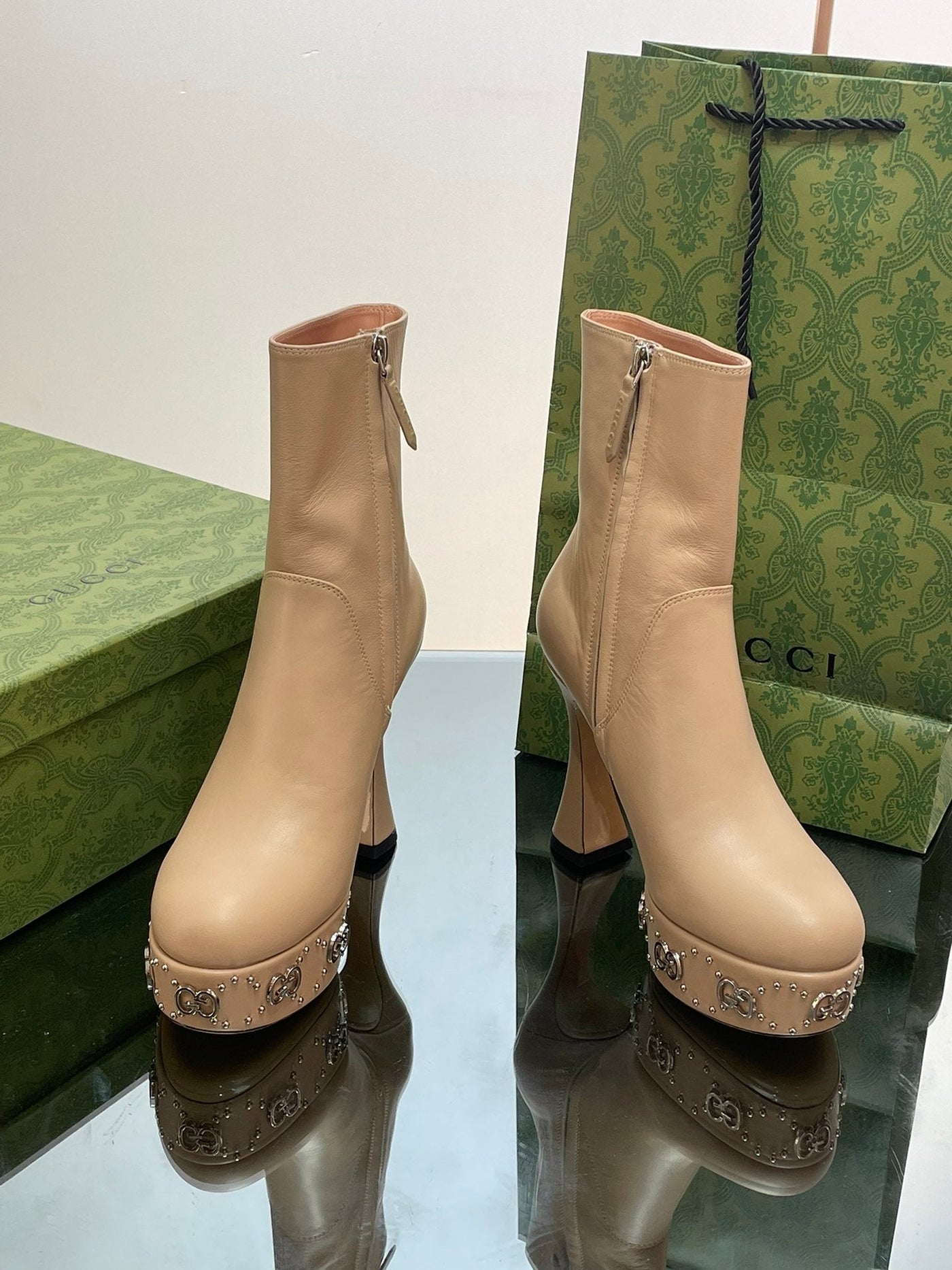 Gucci  Platform Boots With GG Studs