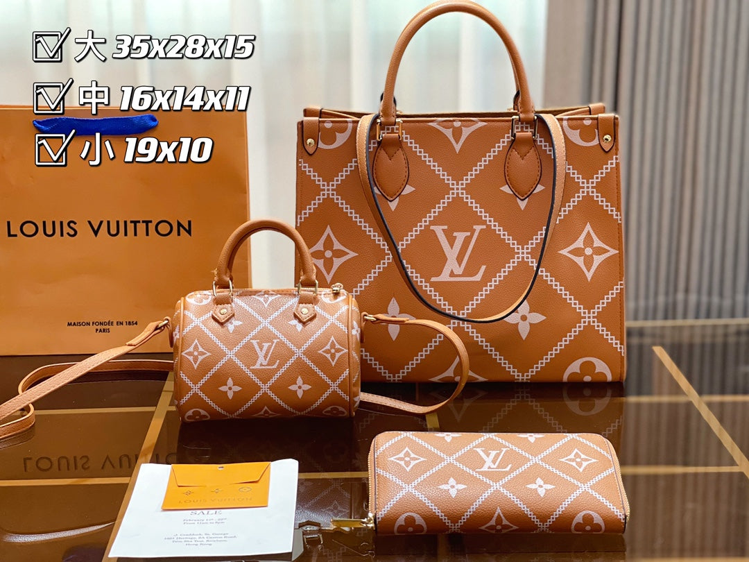 Brown Louis Vuitton Budget Bag 3 Piece Set