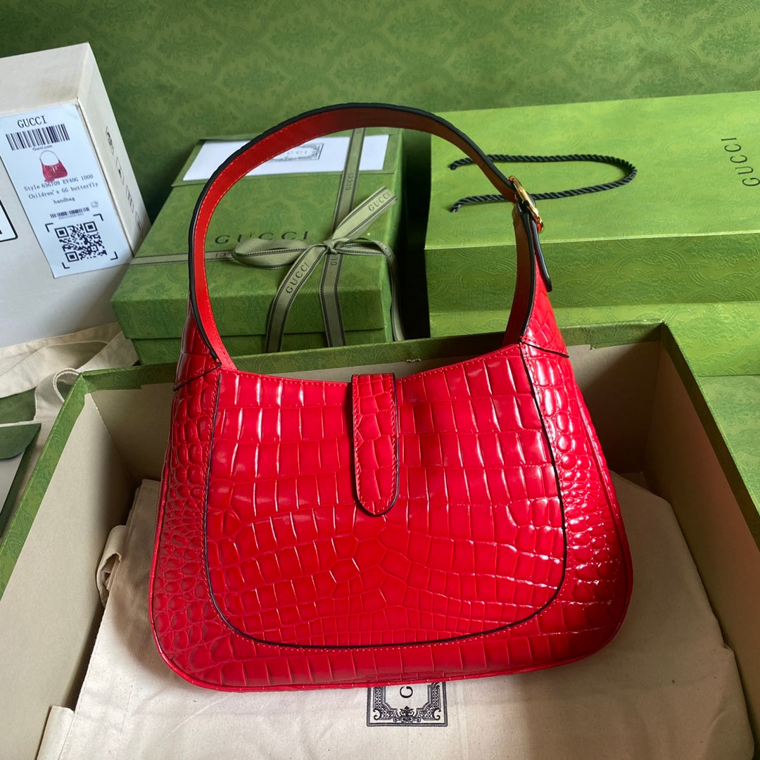 Gucci Jackie Small Crocodile Shoulder Bag