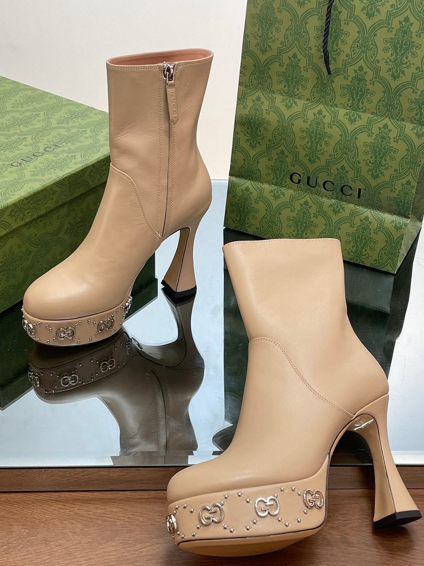 Gucci  Platform Boots With GG Studs