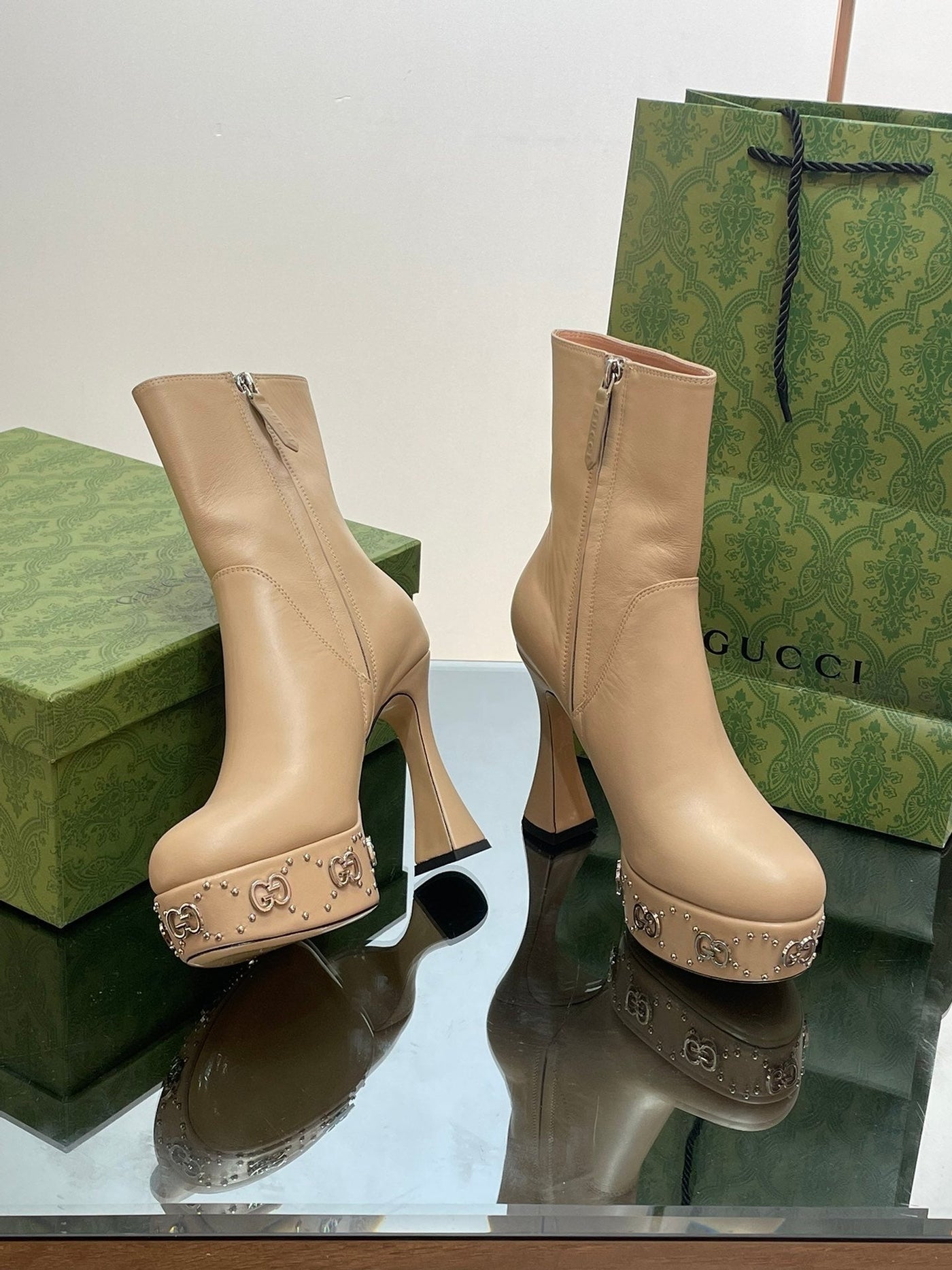 Gucci  Platform Boots With GG Studs