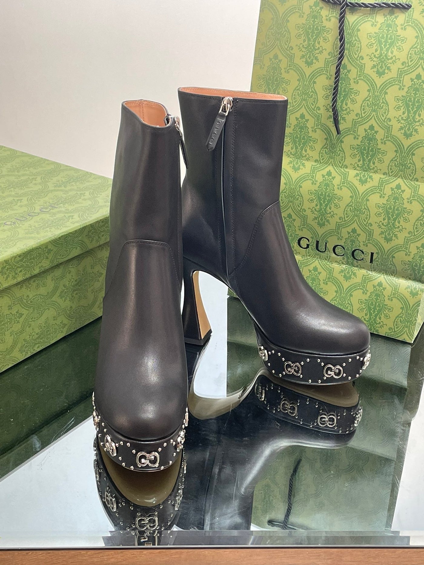 Gucci  Platform Boots With GG Studs