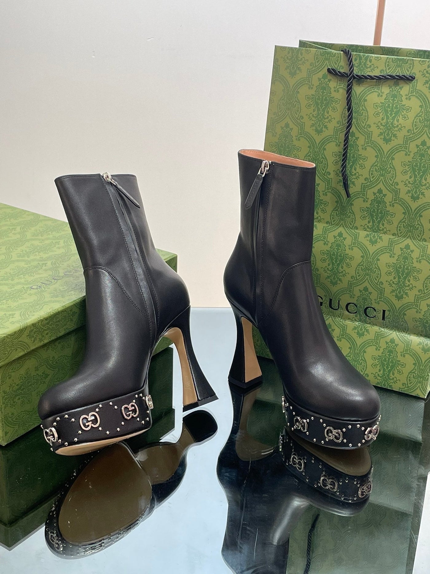 Gucci  Platform Boots With GG Studs