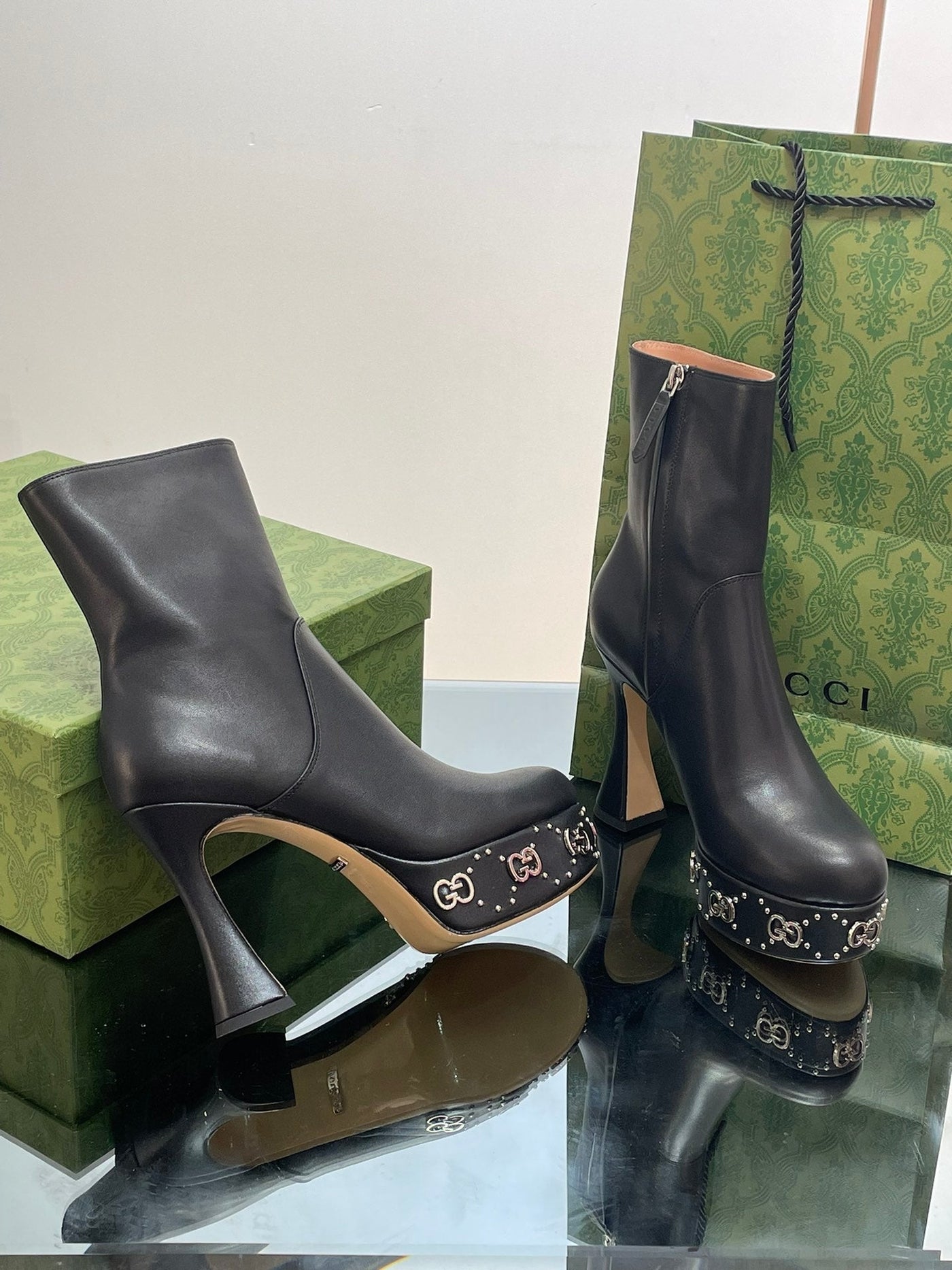 Gucci  Platform Boots With GG Studs