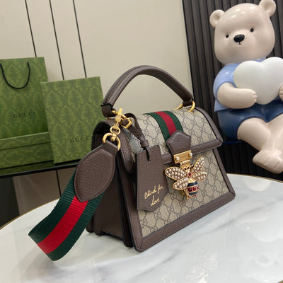 GUCCI GG Supreme Monogram Queen Margaret Top Handle Bag