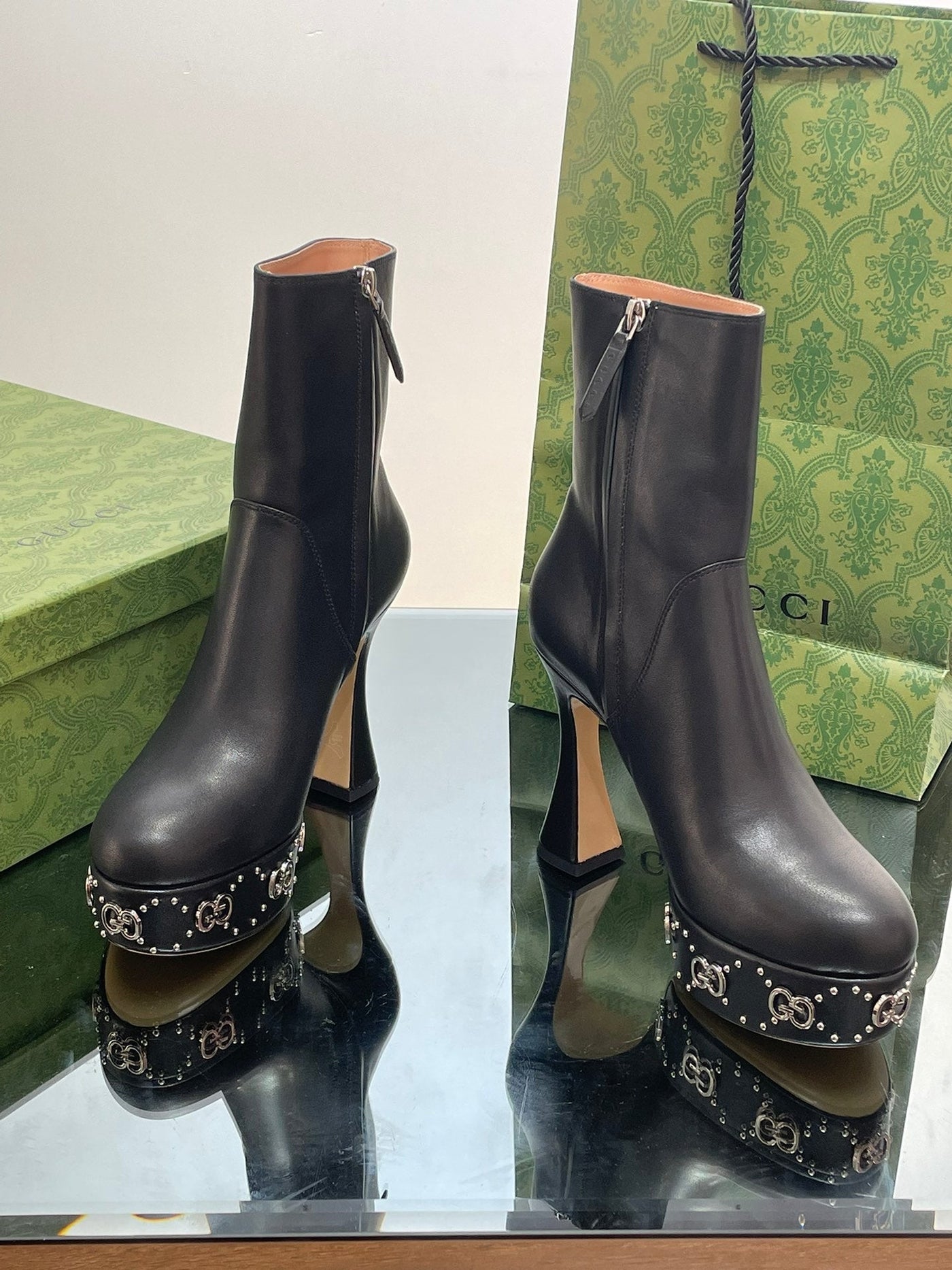 Gucci  Platform Boots With GG Studs