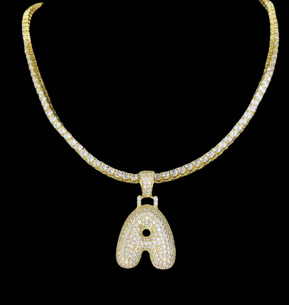 Bubble Letter Initial Necklace