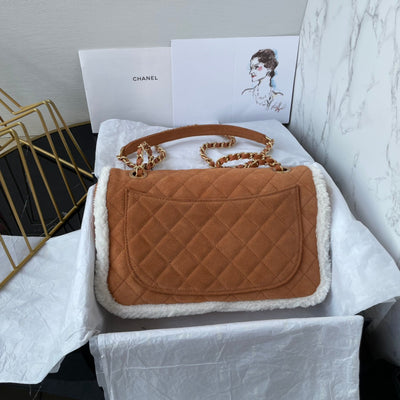 26CM Chanel Fur Flap Bag