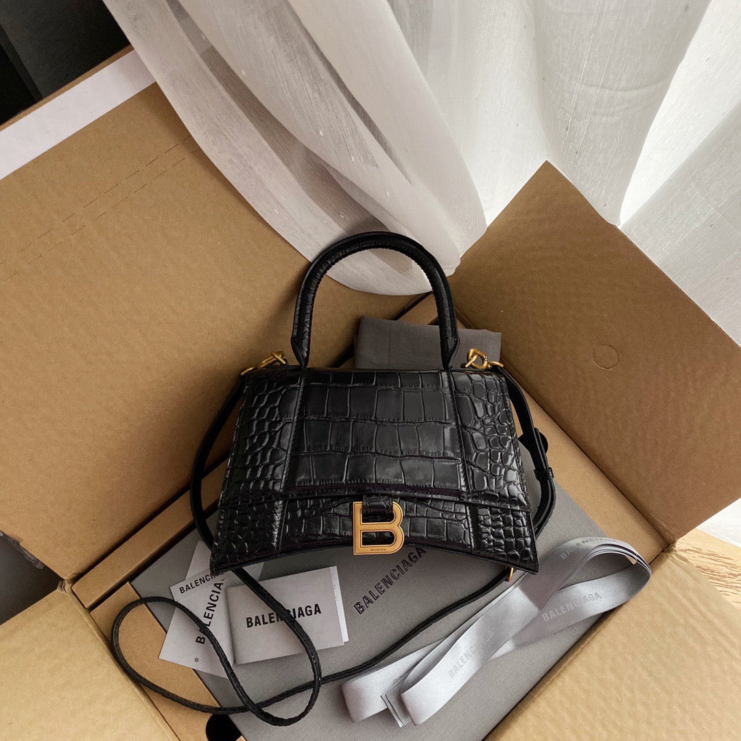 Small Balenciaga Crocodile Hour Glass Bag