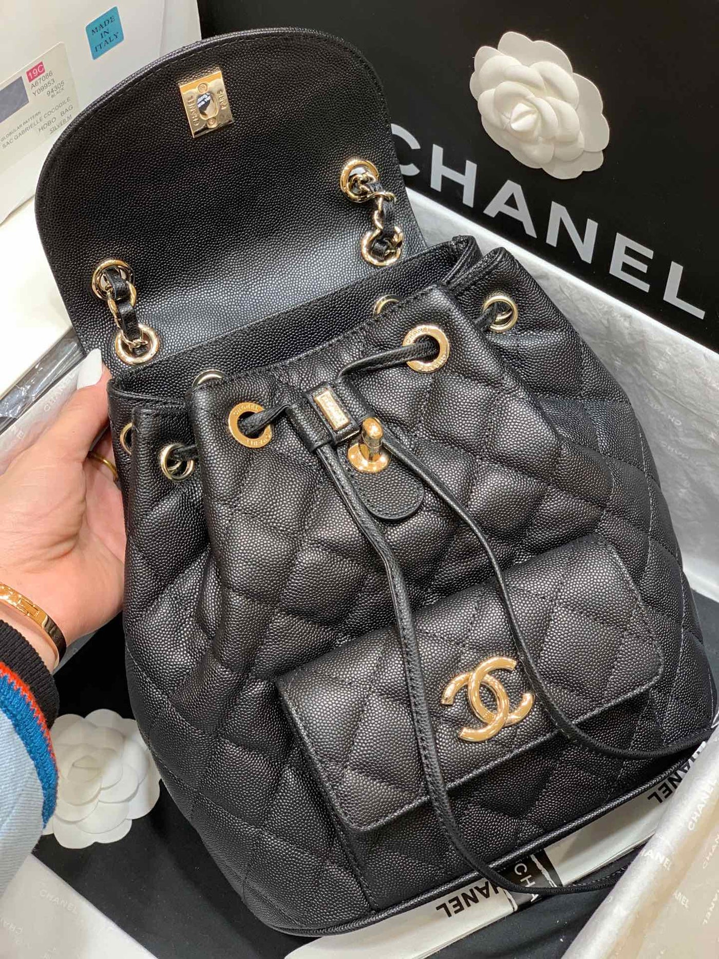 Chanel Grained Calfskin Backpack Bag