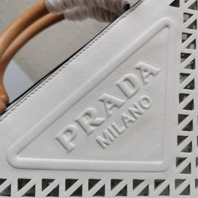 Prada Leather Cut Out Shopping Bag