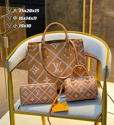 Brown Louis Vuitton Budget Bag 3 Piece Set