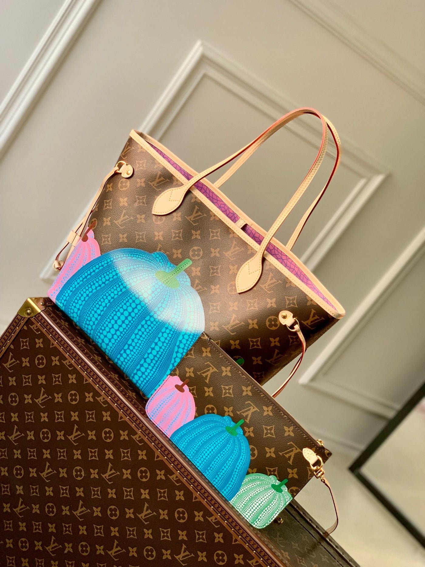 Louis Vuitton x YK Neverfull MM  Tote Bag