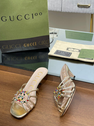 Gucci Women Slide Sandal With Crystals