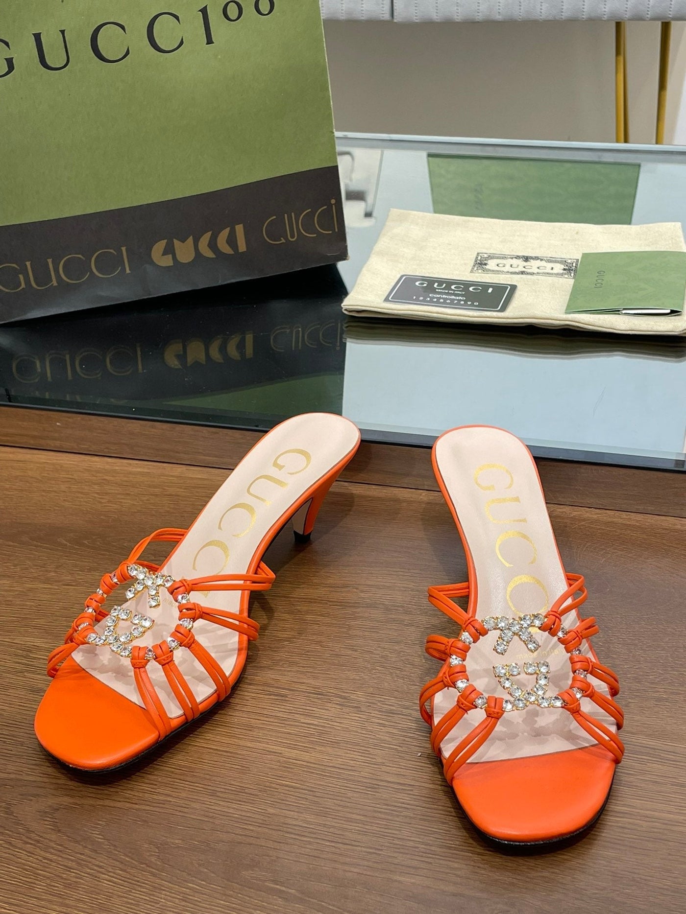 Gucci Women Slide Sandal With Crystals