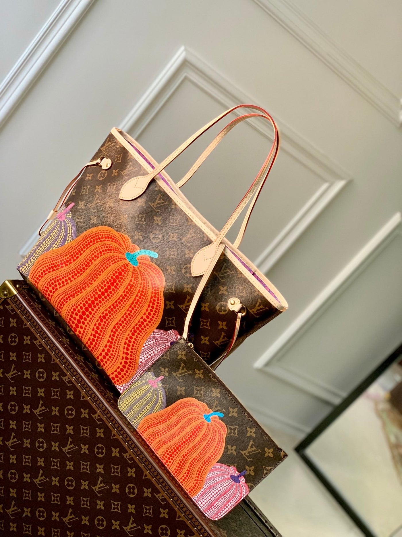 Louis Vuitton x YK Neverfull MM  Tote Bag