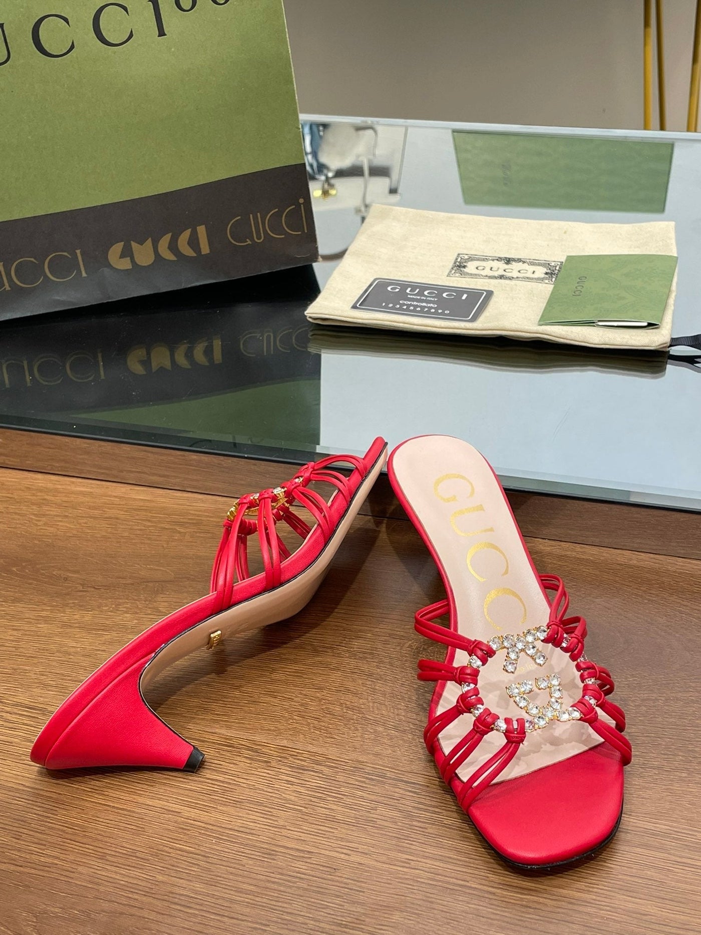 Gucci Women Slide Sandal With Crystals