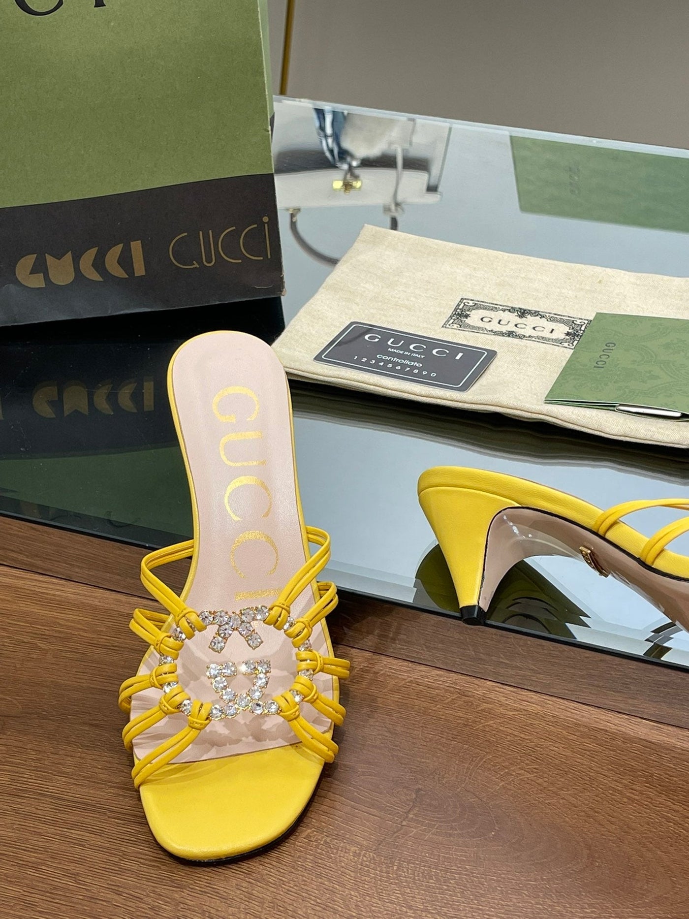 Gucci Women Slide Sandal With Crystals