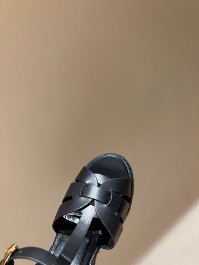 YSL TRIBUTE ESPADRILLES WEDGE IN SMOOTH LEATHER