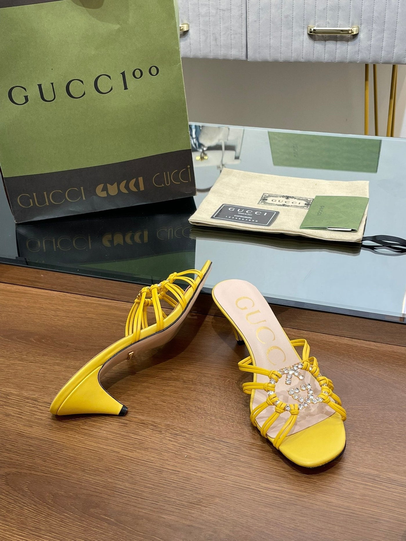 Gucci Women Slide Sandal With Crystals