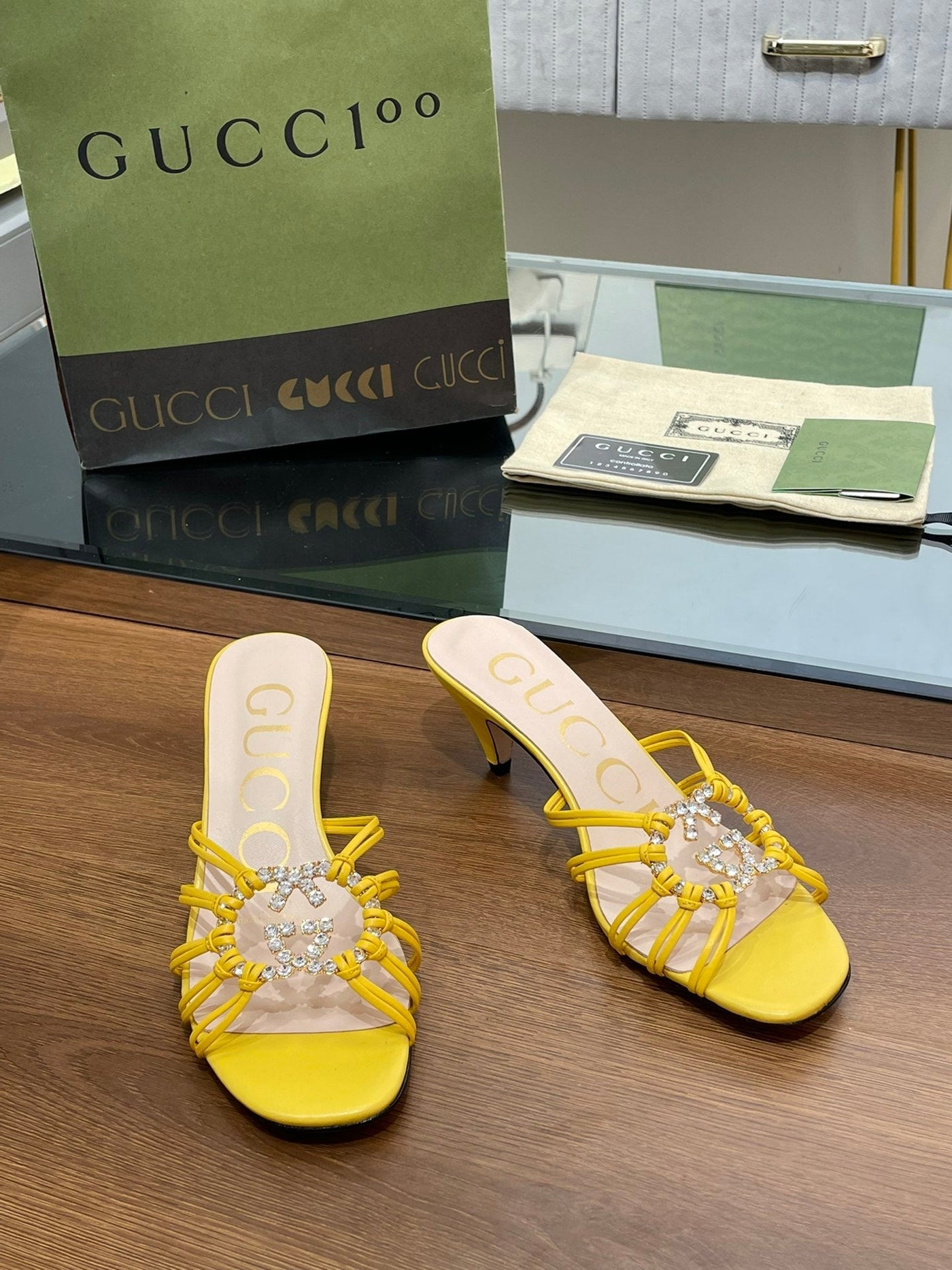 Gucci Women Slide Sandal With Crystals