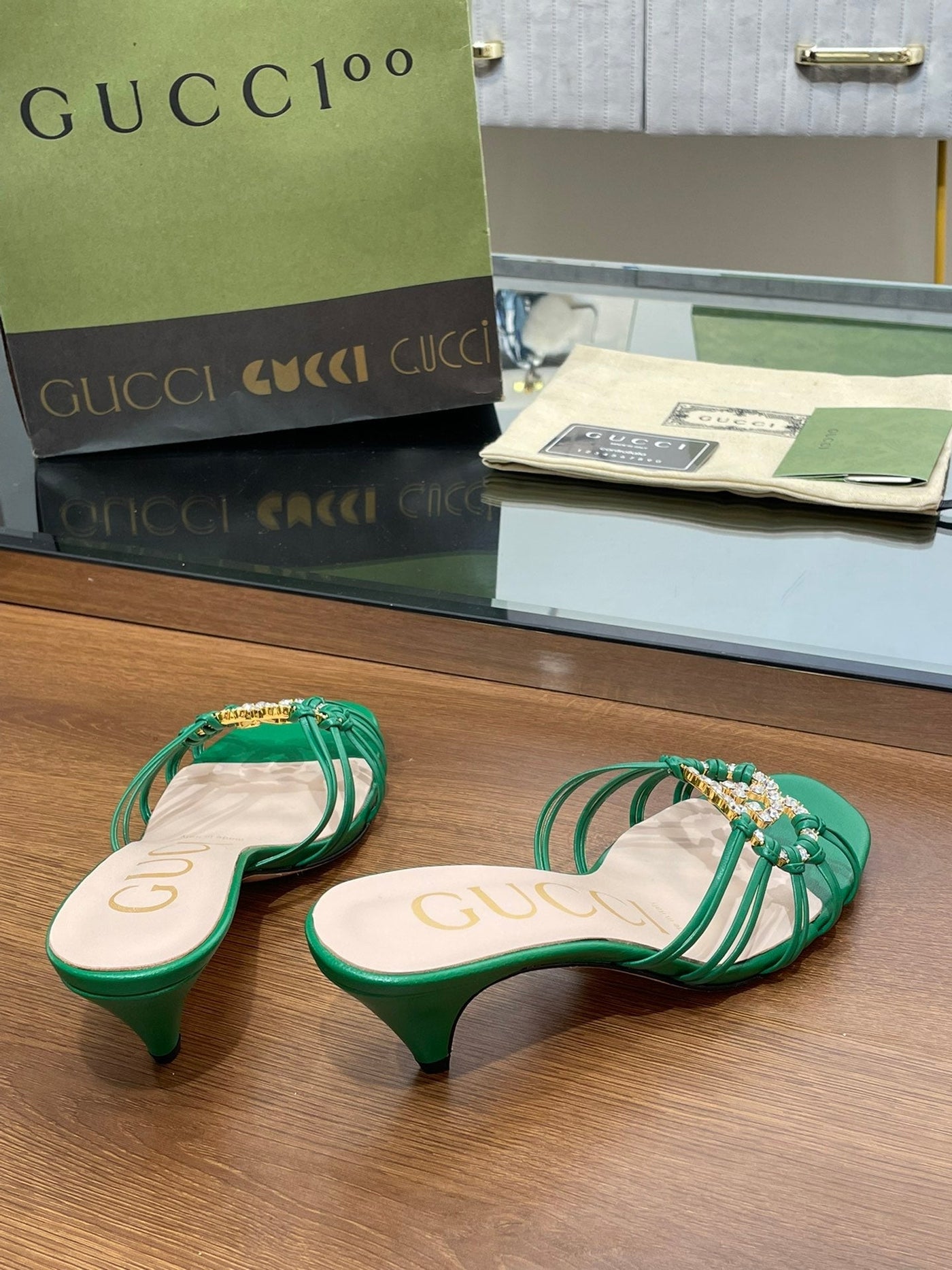 Gucci Women Slide Sandal With Crystals