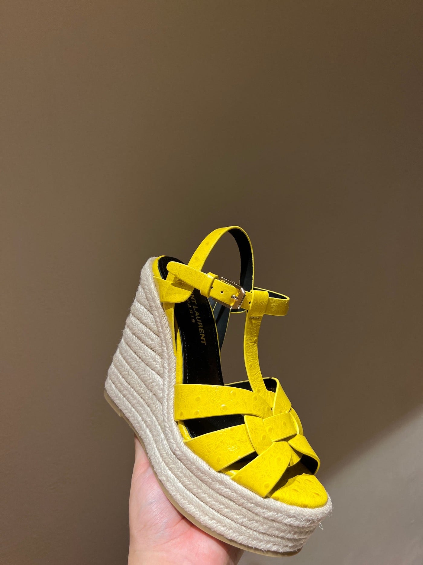 YSL TRIBUTE ESPADRILLES WEDGE IN SMOOTH LEATHER