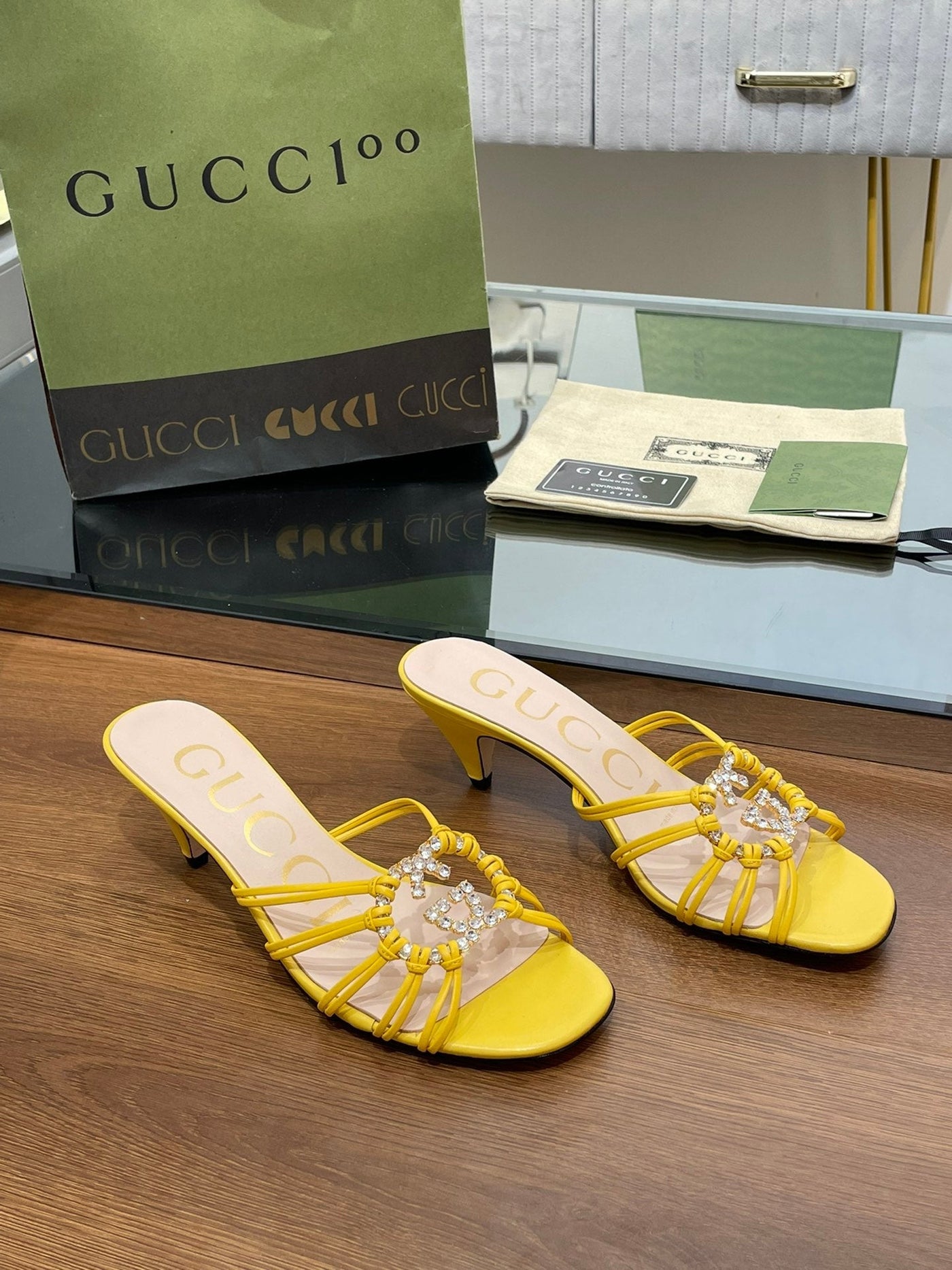 Gucci Women Slide Sandal With Crystals