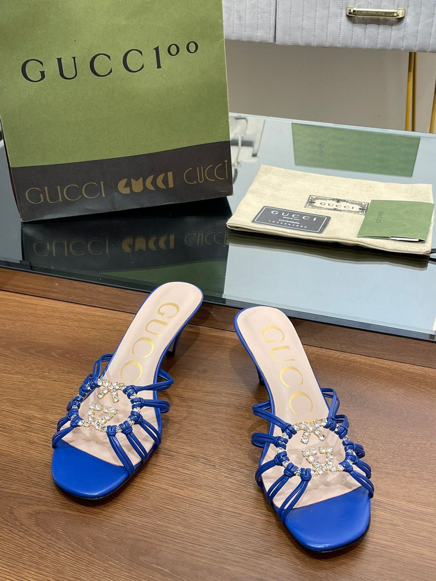 Gucci Women Slide Sandal With Crystals