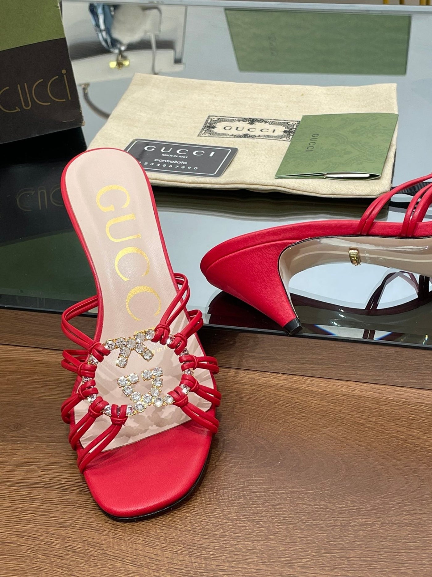 Gucci Women Slide Sandal With Crystals
