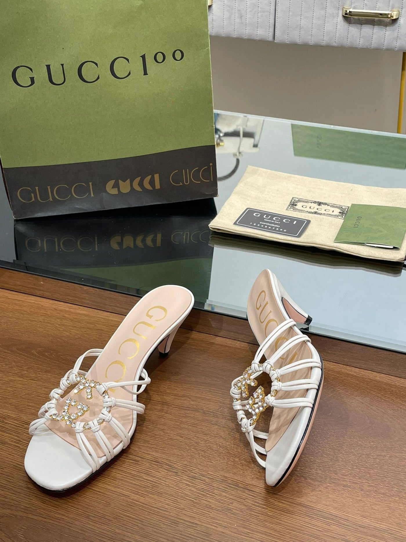 Gucci Women Slide Sandal With Crystals