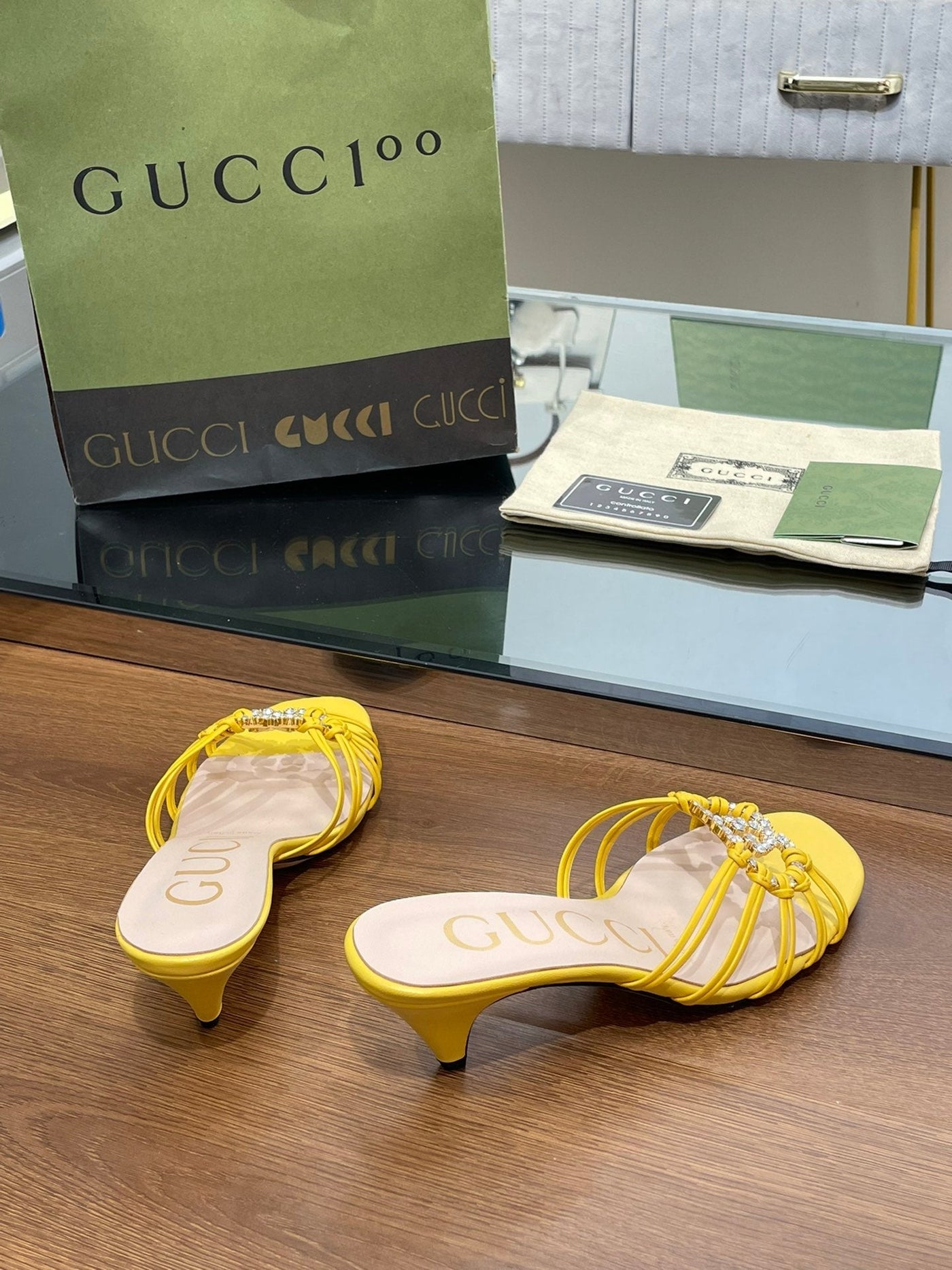 Gucci Women Slide Sandal With Crystals