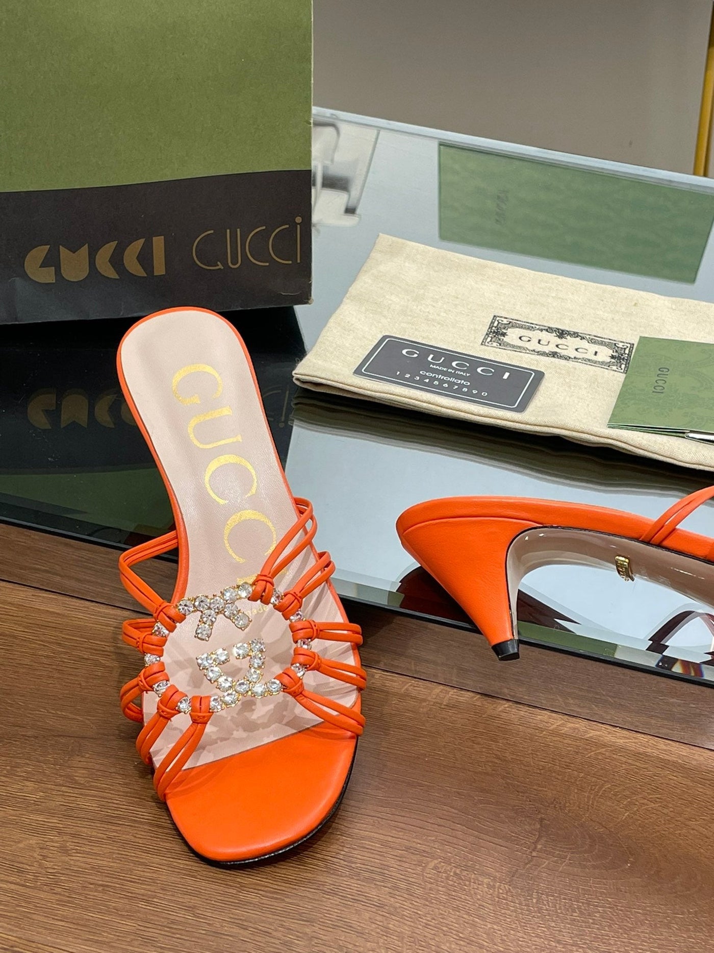 Gucci Women Slide Sandal With Crystals
