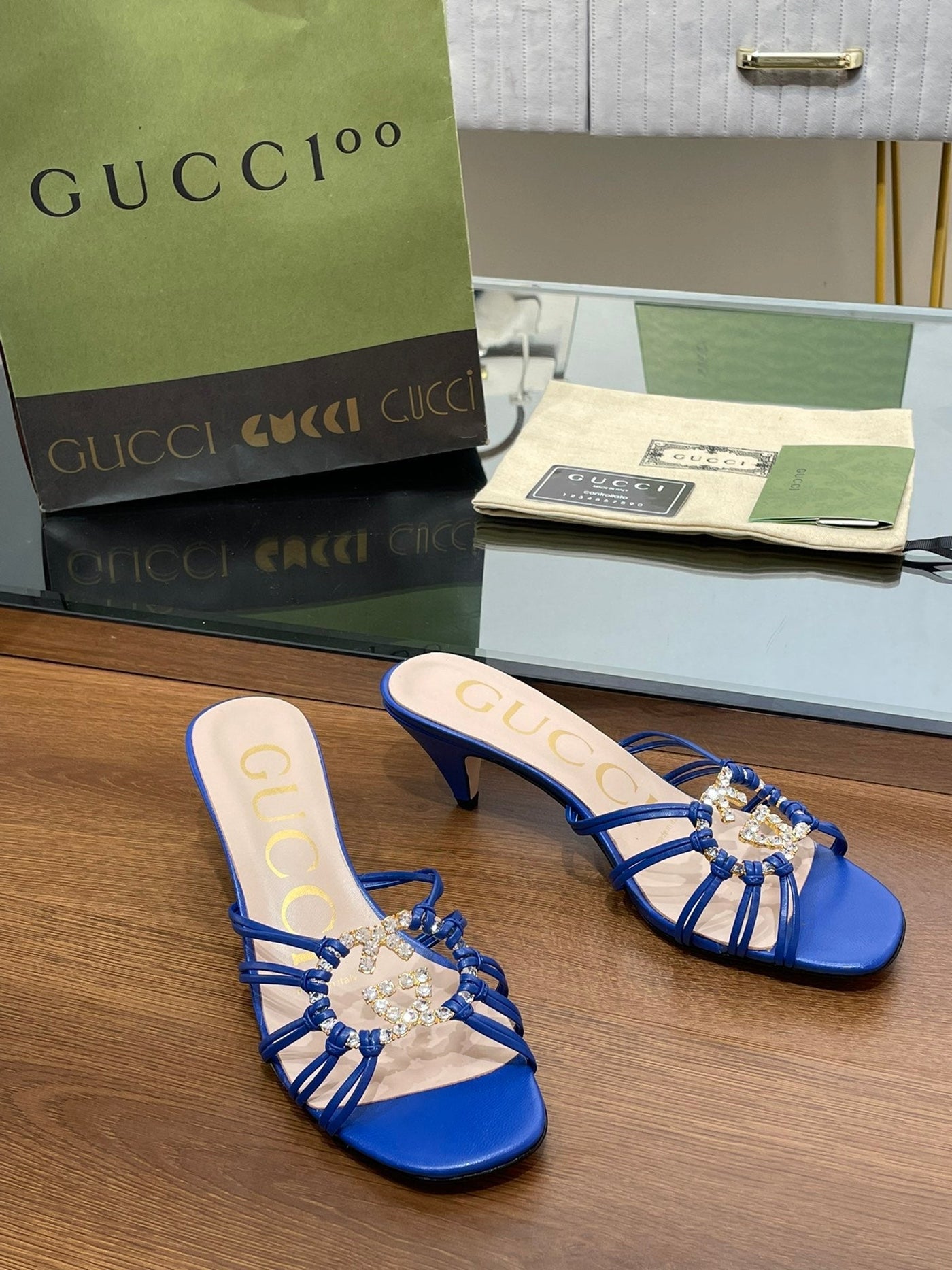 Gucci Women Slide Sandal With Crystals