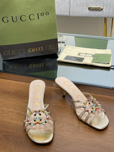 Gucci Women Slide Sandal With Crystals